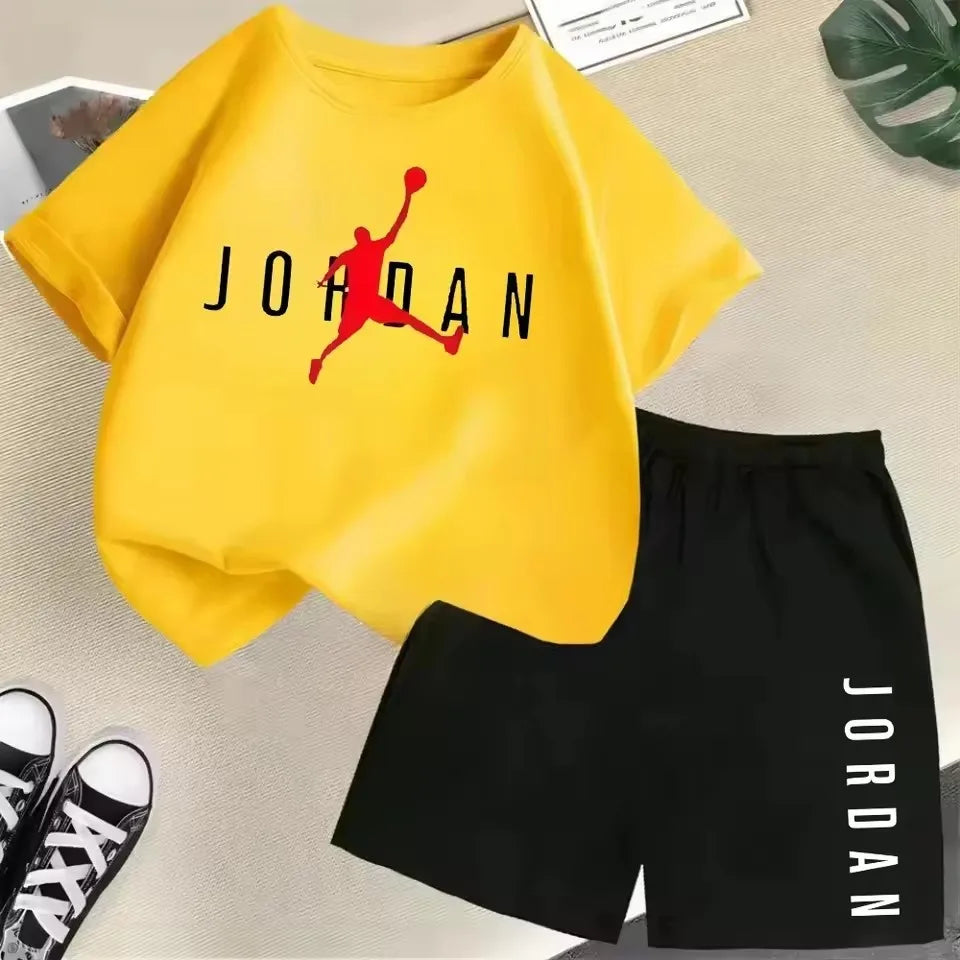 Summer Short Sleeve Children Set Slam Dunk Master Pattern Print Sports T-shirt+Shorts 2pcs Set Kids Boys Girls Fashion Tracksuit