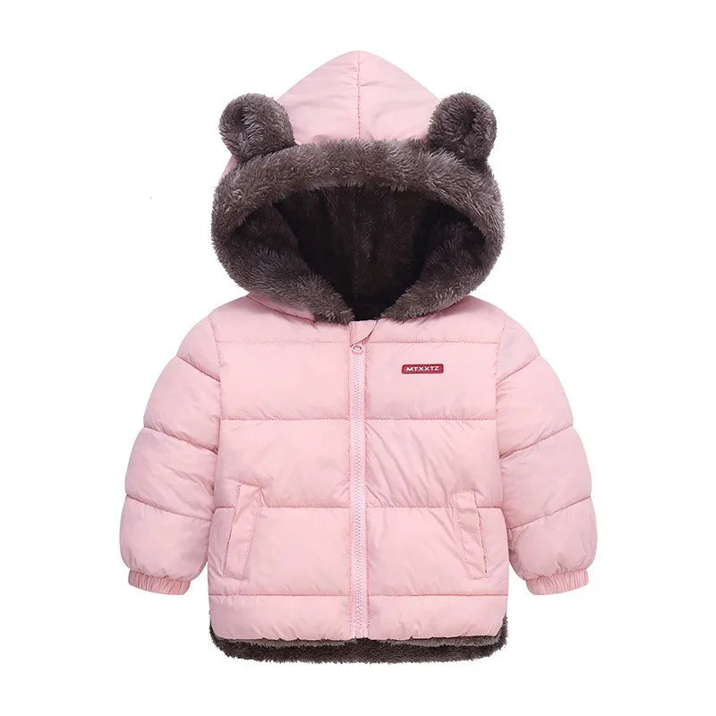 Kids Thick Cashmere Hooded Fleece Coat – Warm Cotton-Padded Winter Jacket Ages 2–6