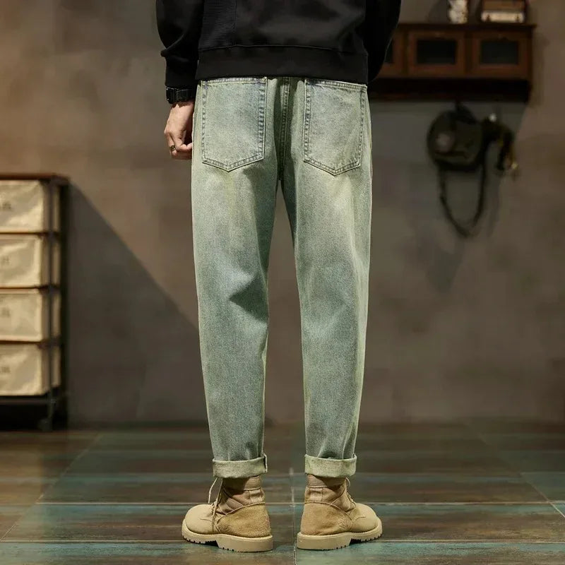Men's Loose Harem Straight Cargo Denim Jeans – Retro Harajuku Fashion Trousers