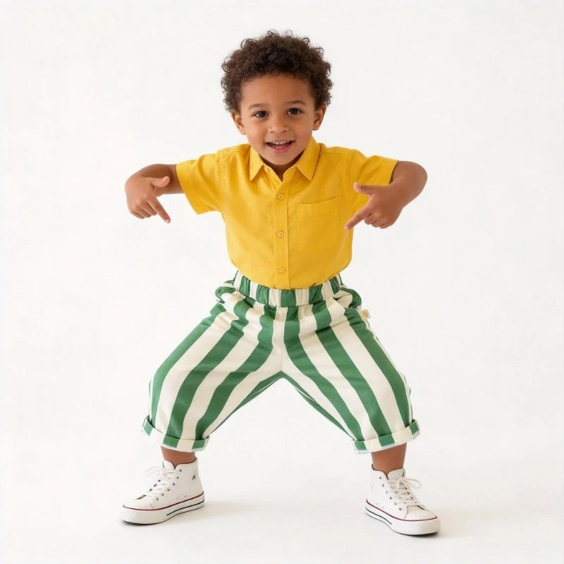 Autumn New Boy Girl Children Loose Striped Casual Pants Baby Pockets Fashion Pants Kid Outdoor Cotton Trousers Toddler Costume