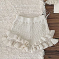 2024 New Autumn 0-4Yrs Baby Girls Knitted Shorts Toddler Baby Girls Solid Color Hollow Out Knitting Shorts Children Shorts