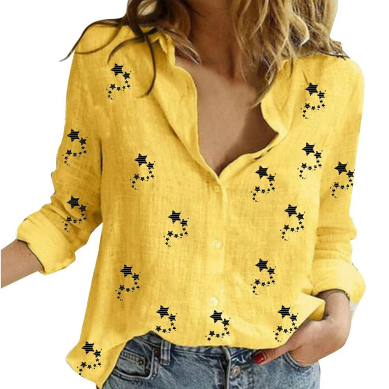 Women's Loose Oversized Button Lapel Cardigan Shirt – Long Sleeve Casual Tunic Blouse