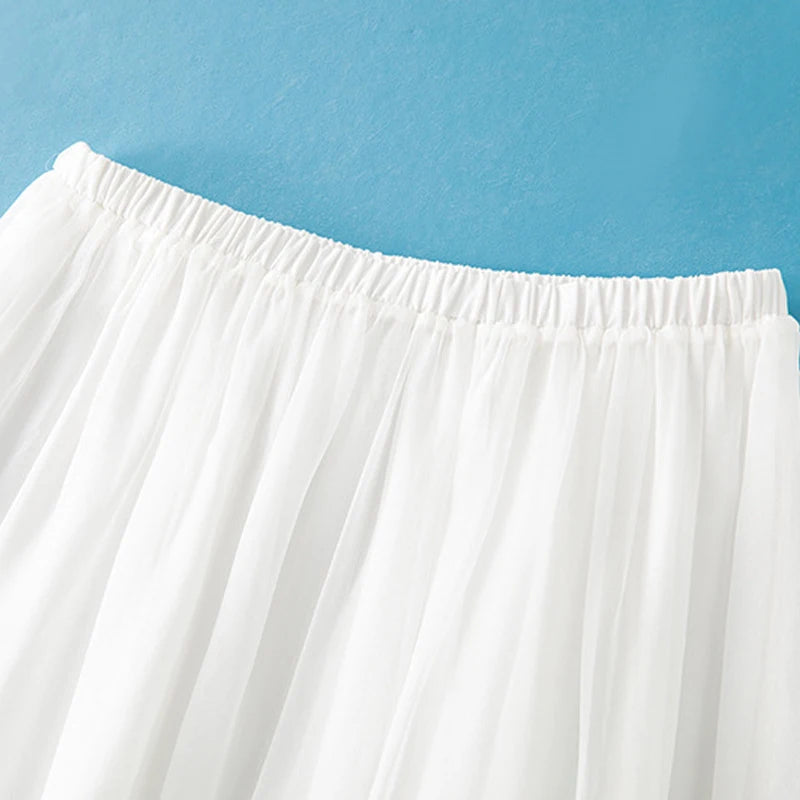 Women's 100% Real Silk Midi Skirt – Elegant French Temperament Fairy Commute Skirt