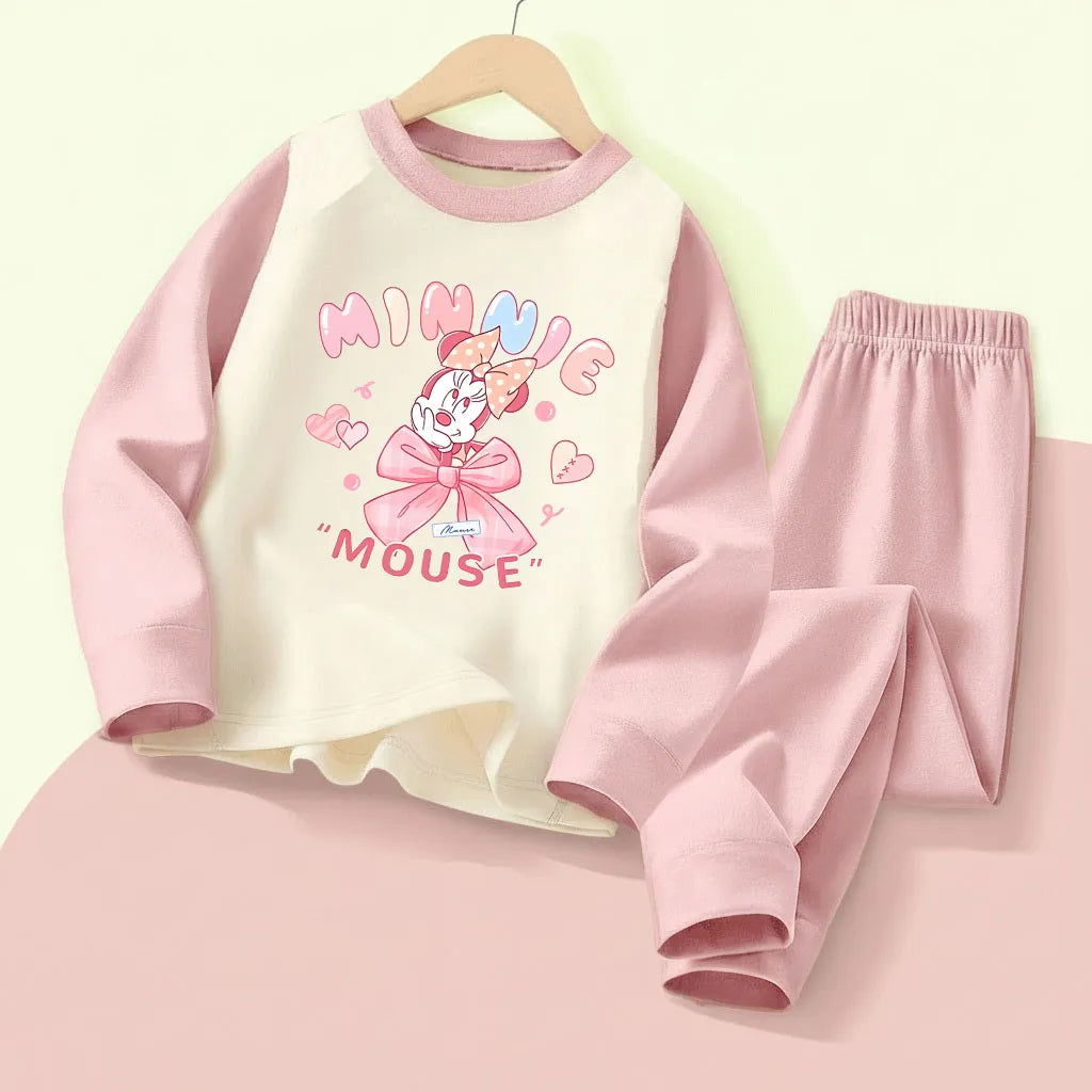 Girls Disney Minnie Mouse Sleepwear Set – Soft Cozy Pyjamas Ages 0–10