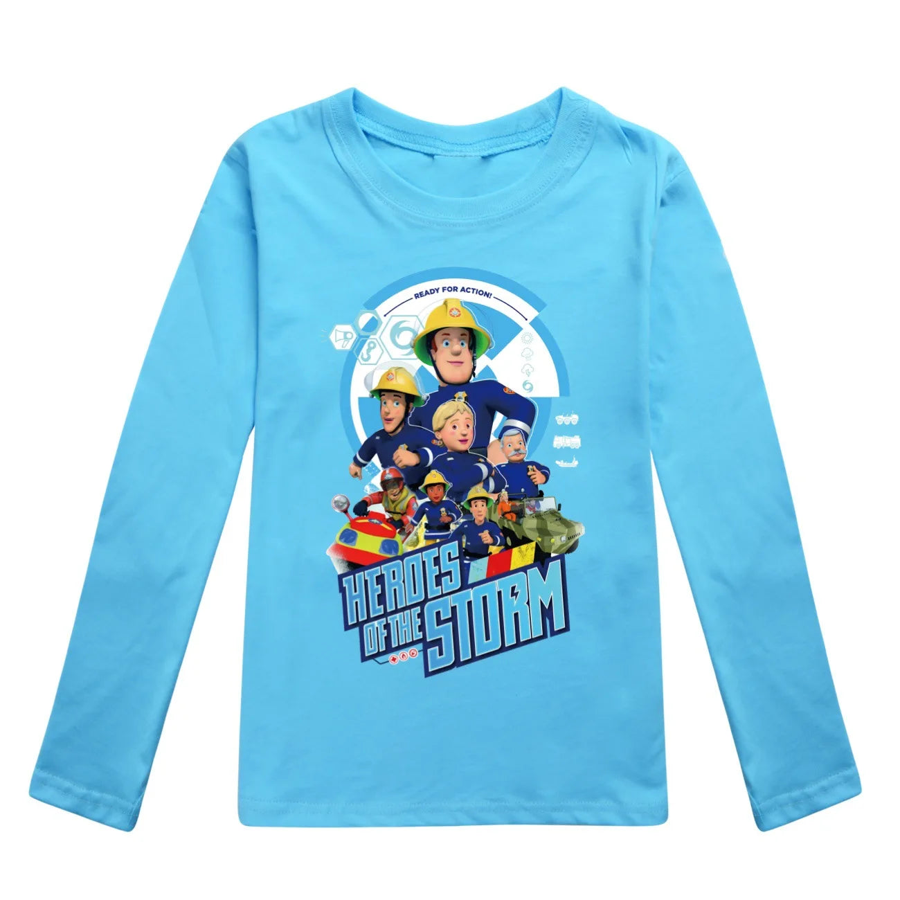Kids Fireman Sam Long Sleeve T-Shirt – Cartoon Firefighter Cotton Top