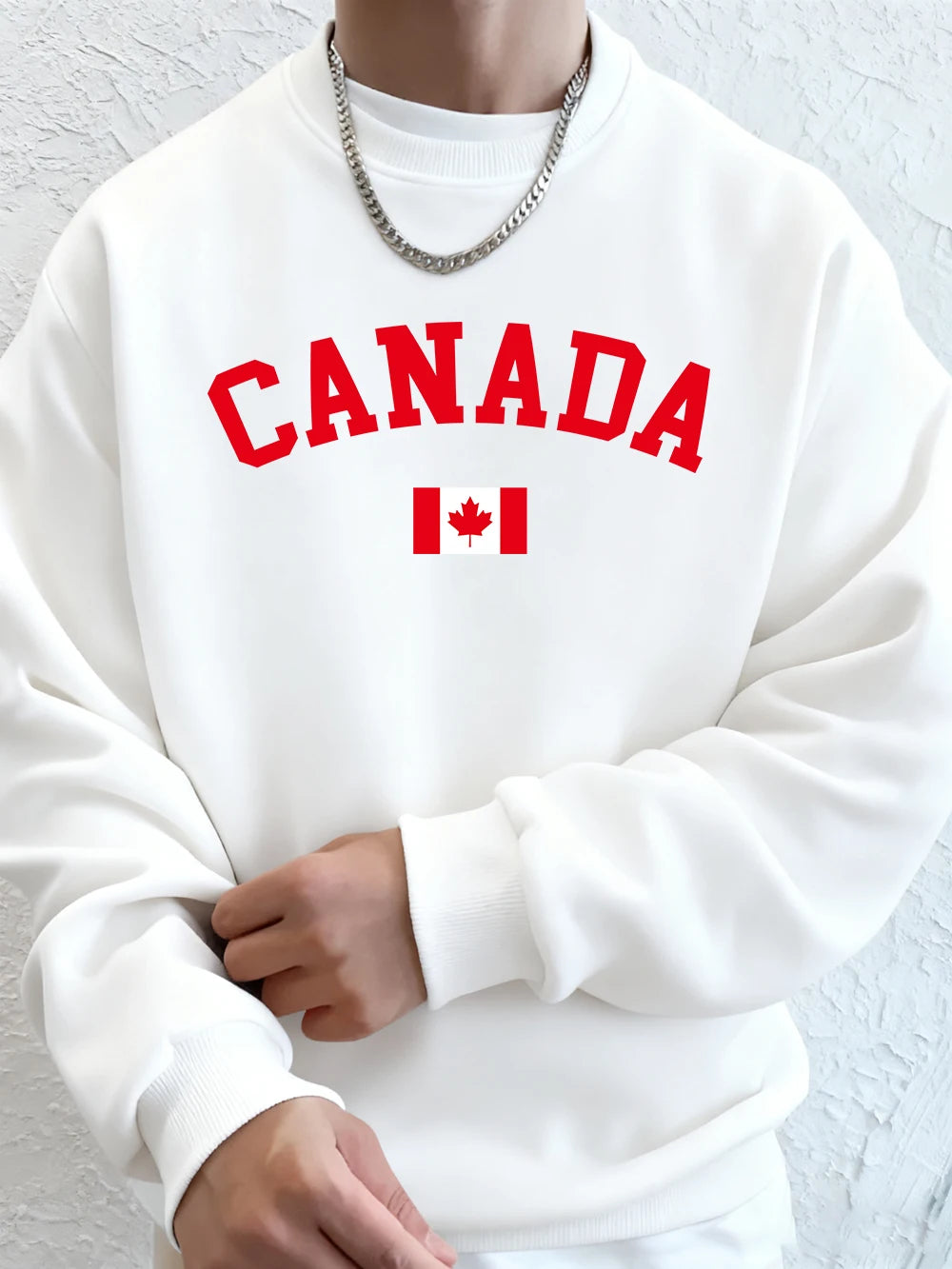 Canada Text With Flag Printing Men'S Hoodies Autumn Loose Sweatshirt Hip Hop Crewneck Fleece Warm Sportswears Street Men Clothes