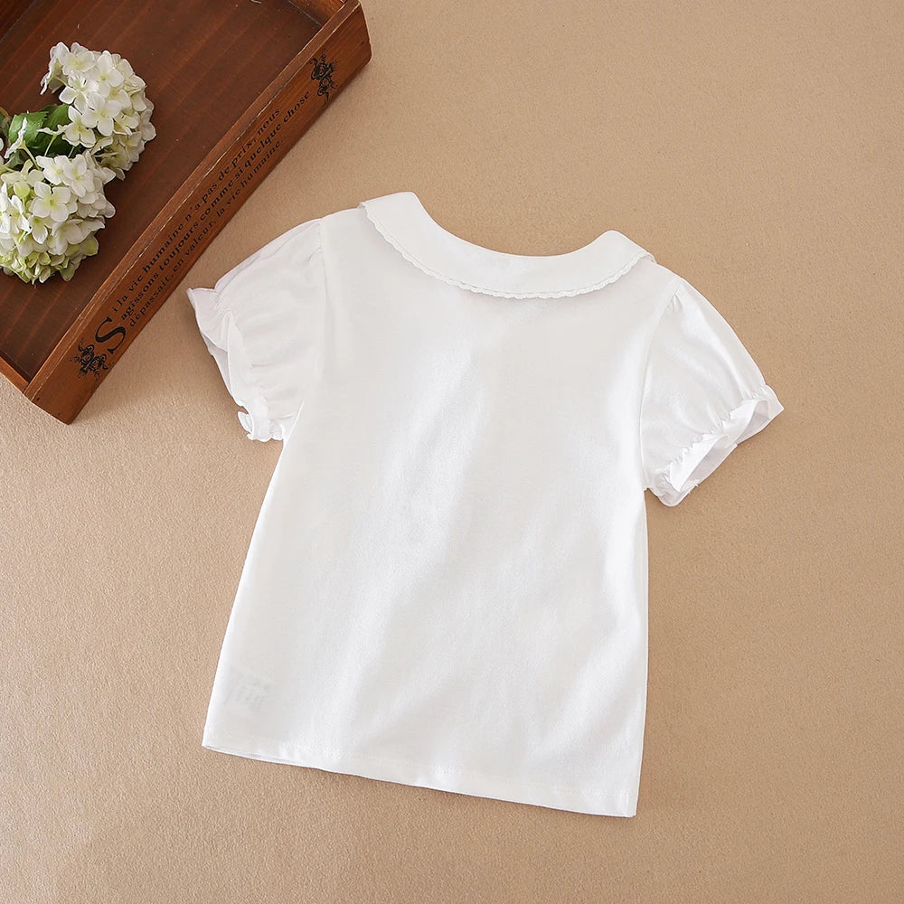 Girls Short Sleeve Cotton Top – Cute Casual Shirt for Ages 2–6