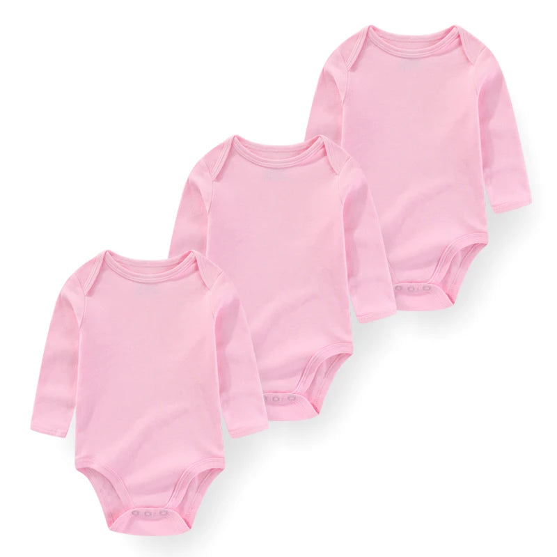 Newborn Cartoon Long Sleeve Bodysuit – 100% Cotton Baby Onesie 3-Pack