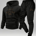 Men's Boston print hooded sweatshirt and sweatpants soft and comfortable thin velvet warm sweatpants set autumn and winter