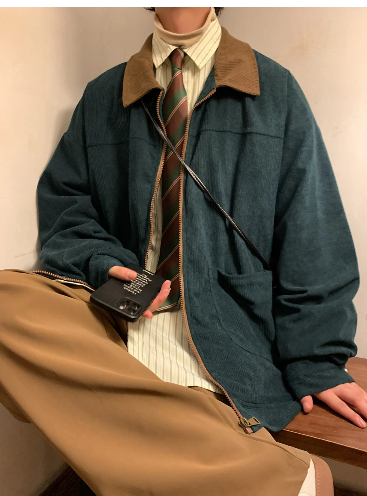 Men's Vintage Bomber Windbreaker Jacket – Loose Cargo Zipper Coat