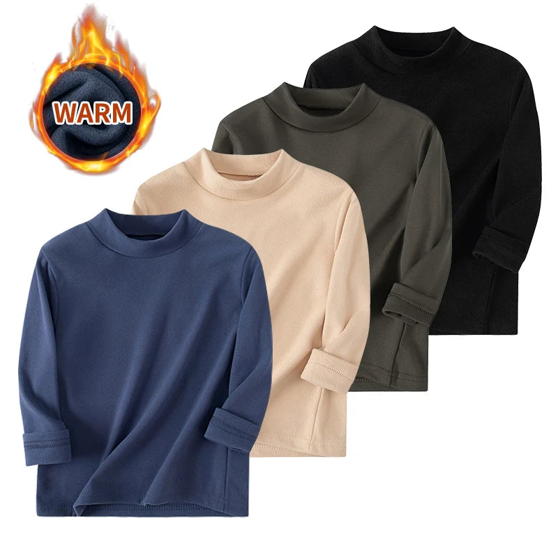 Kids Solid Color Long Sleeve Base Shirt – Soft Casual Layering Top