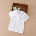 Girls Polo Short Sleeve T-Shirt – Cotton Turn-Down Collar Top Ages 3–12