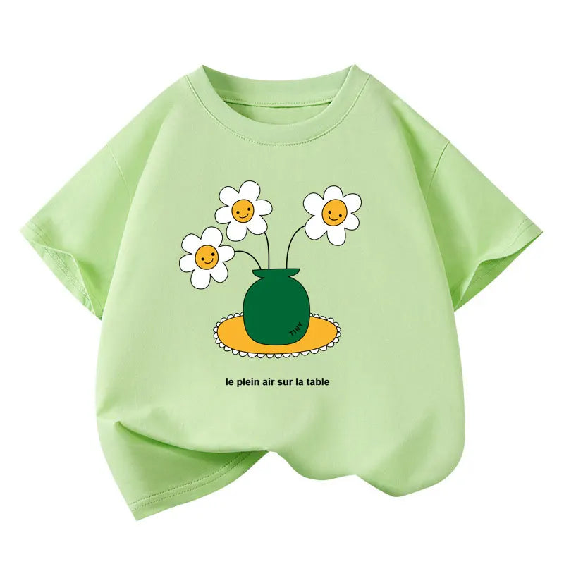 Girls Short Sleeve Cotton School Uniform Tee – Casual Summer Blouse