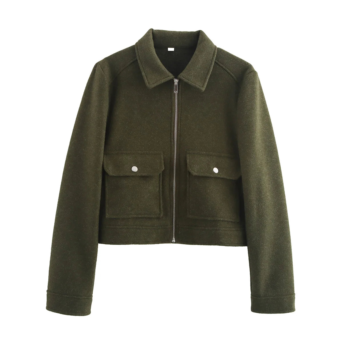 Women's Zipper Pocket Short Jacket Coat – Elegant Street Outerwear