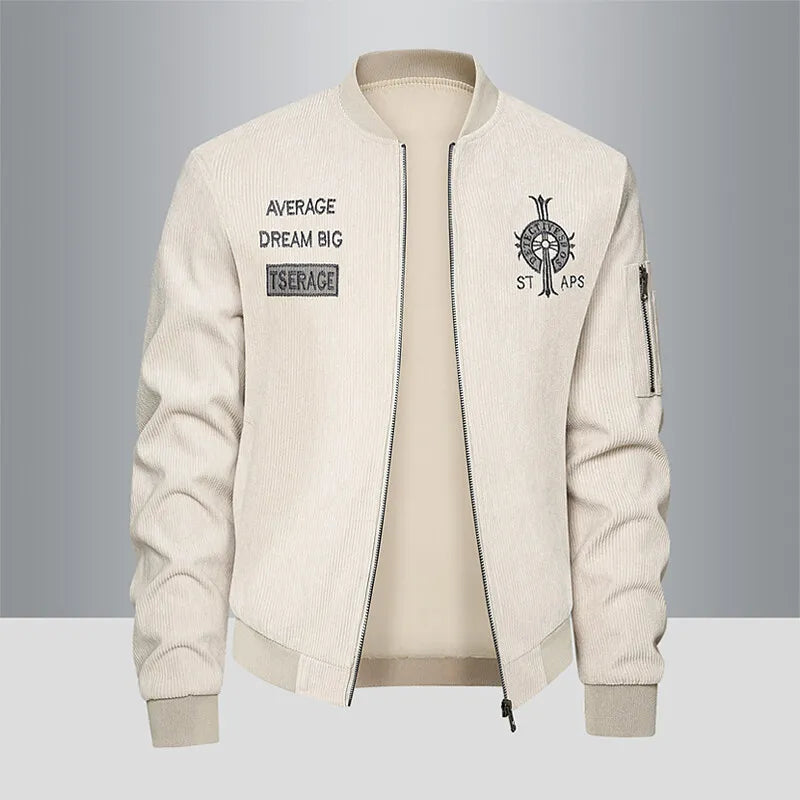Men's Lightweight Multi-Pocket Varsity Bomber Jacket – Full Zip Casual Windbreaker