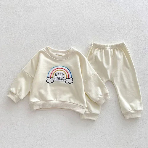 2025 New Spring 0-4Yrs Infant Baby Girls Clothing Set Long Sleeved Cotton Embroidery Pullover+Pants Toddler Baby Clothes Suit