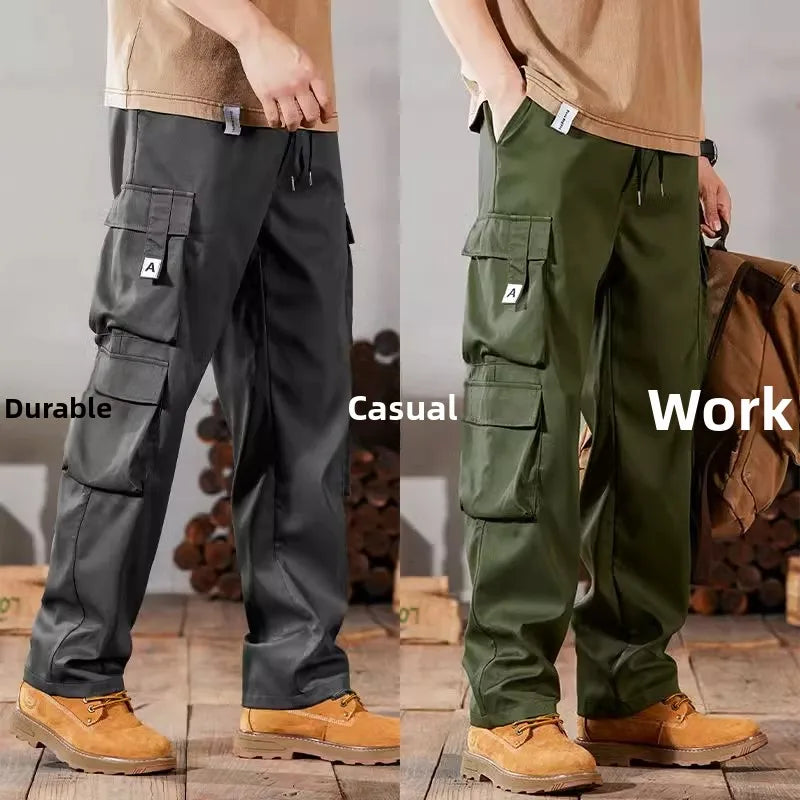 Men's Workwear Pants Large Size Casual Loose Fit Trousers for Construction Wear Summer Wearable Durable Cuffed Pants