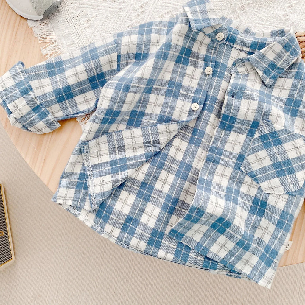 Baby Boy Plaid Long Sleeve Shirt – Soft Cotton Casual Top Ages 1–4