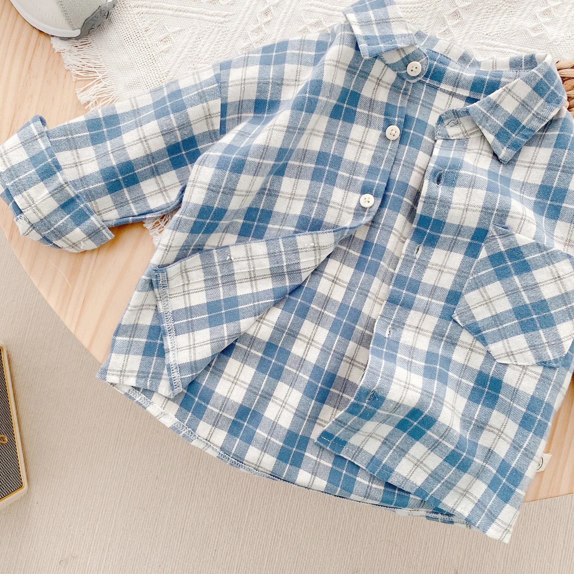Baby Boy Plaid Long Sleeve Shirt – Soft Cotton Casual Top Ages 1–4