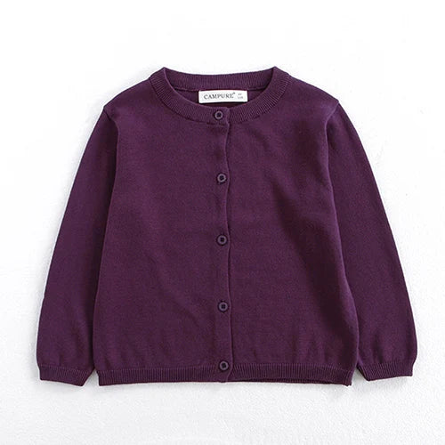 Kids Cartoon Print Knit Cardigan Coat – Casual Long Sleeve Sweater Jacket