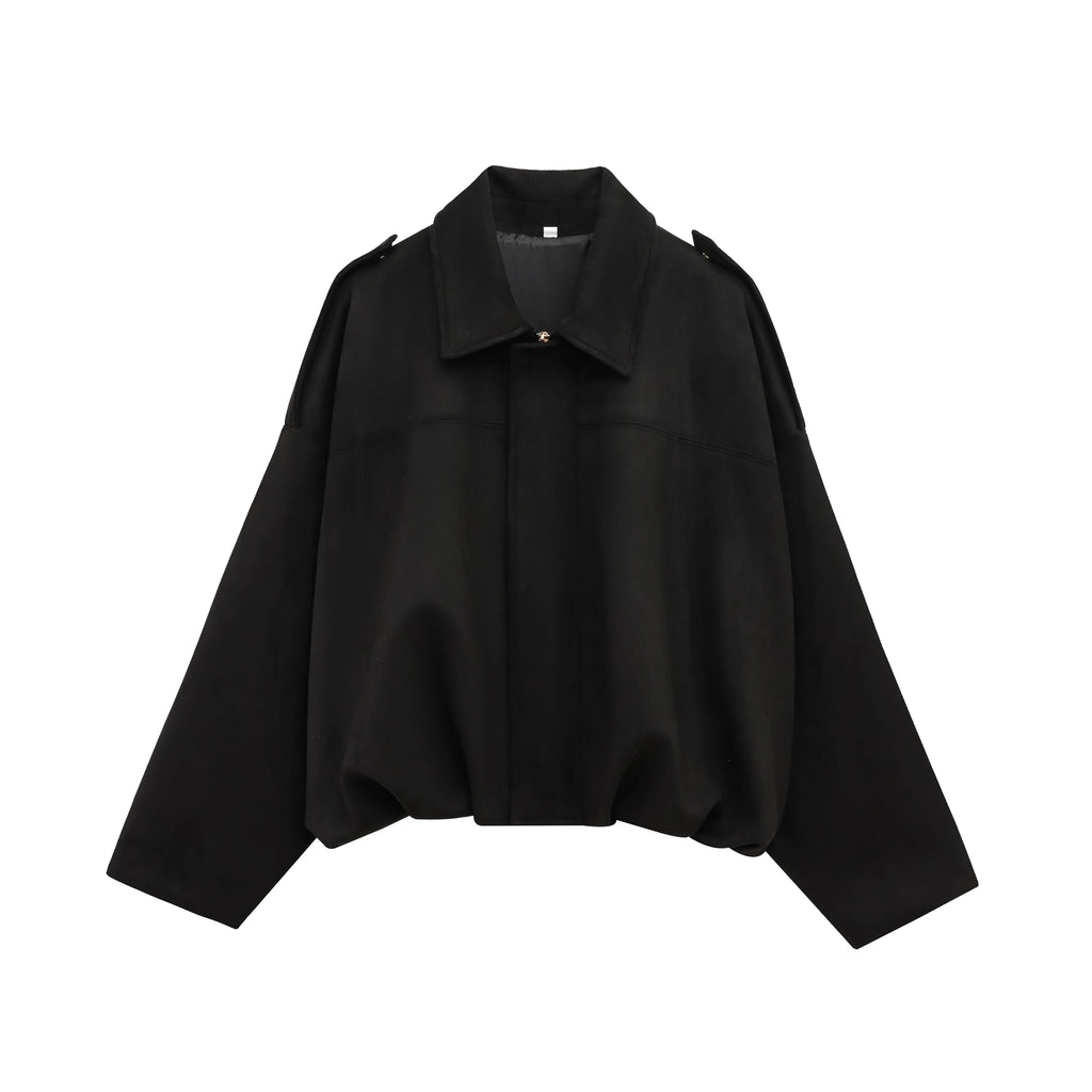 Women's Suede Bomber Motorcycle Jacket – Loose Casual Lapel Zipper Vintage Coat