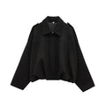 Women's Suede Bomber Motorcycle Jacket – Loose Casual Lapel Zipper Vintage Coat