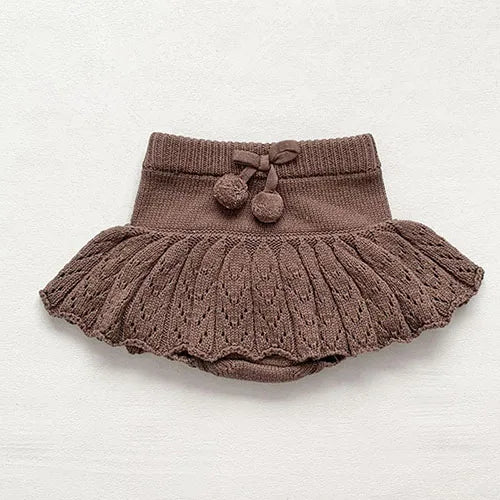 2024 New Autumn 0-4Yrs Baby Girls Knitted Shorts Toddler Baby Girls Solid Color Hollow Out Knitting Shorts Children Shorts