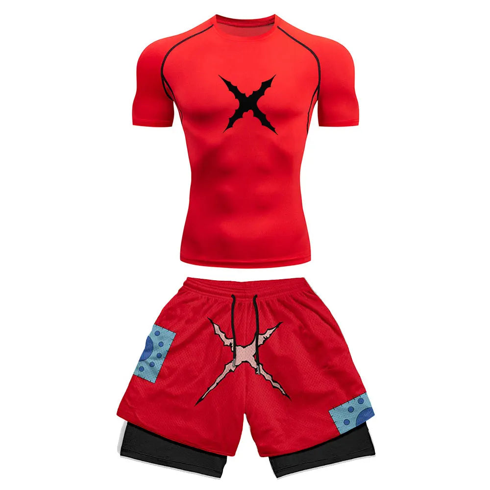 Men's Compression Sports Suit 2-Piece Set – Trendy Athletic Fitness Running Outfit