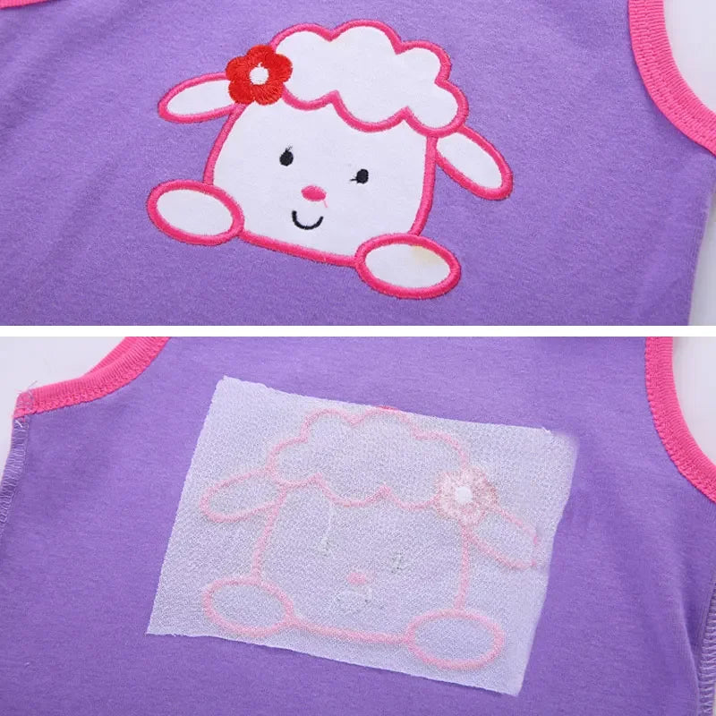 Baby Girls Cartoon Sleeveless Vest T-Shirt – Soft Cotton Summer Top (5-Pack)