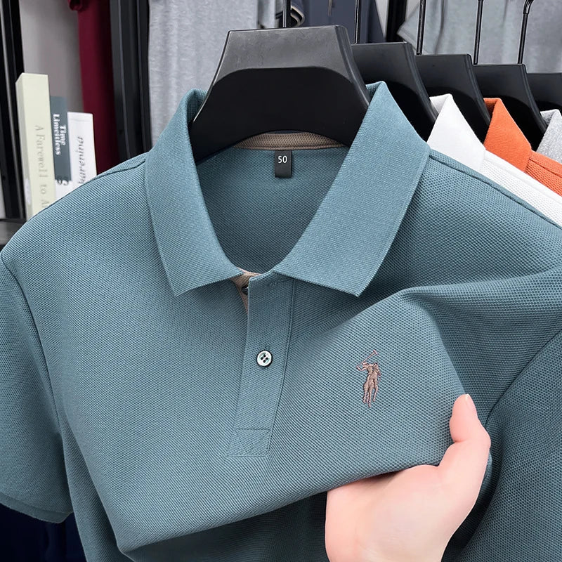 Designer brand pure cotton short sleeve polo shirt men fashion exquisite pony embroidery new summer T-shirt comfort casual top