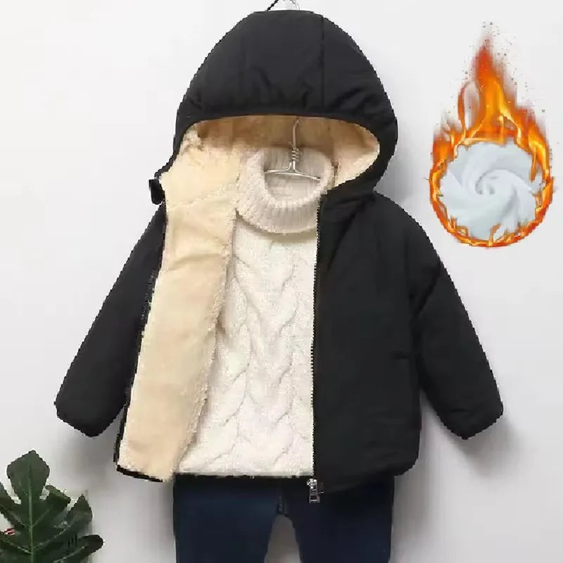 Kids Lamb Wool Plus Velvet Thick Coat – Warm Padded Winter Jacket Ages 1–6