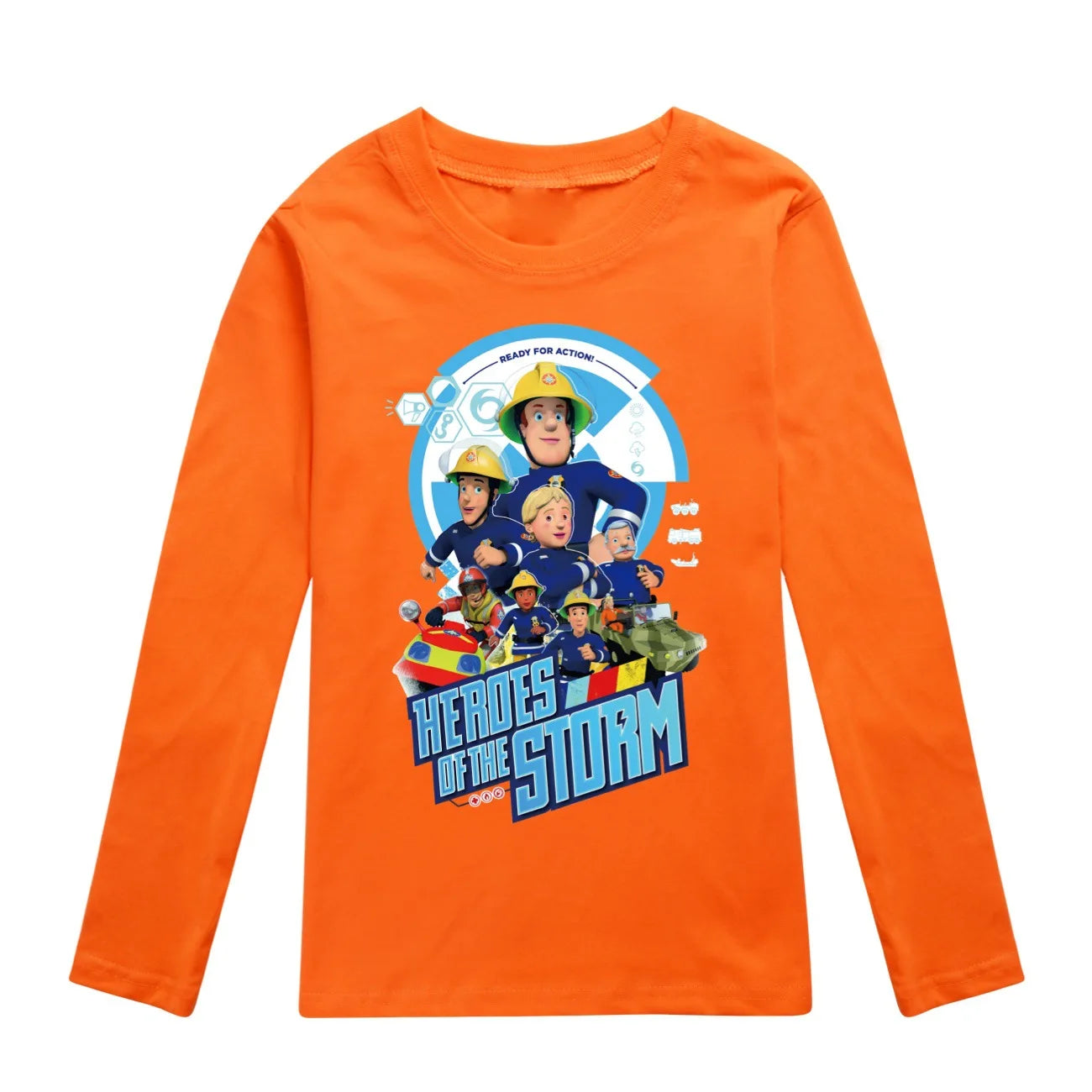 Kids Fireman Sam Long Sleeve T-Shirt – Cartoon Firefighter Cotton Top
