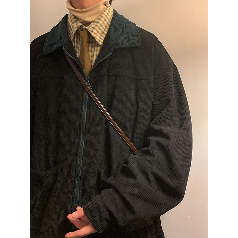 Men's Vintage Bomber Windbreaker Jacket – Loose Cargo Zipper Coat