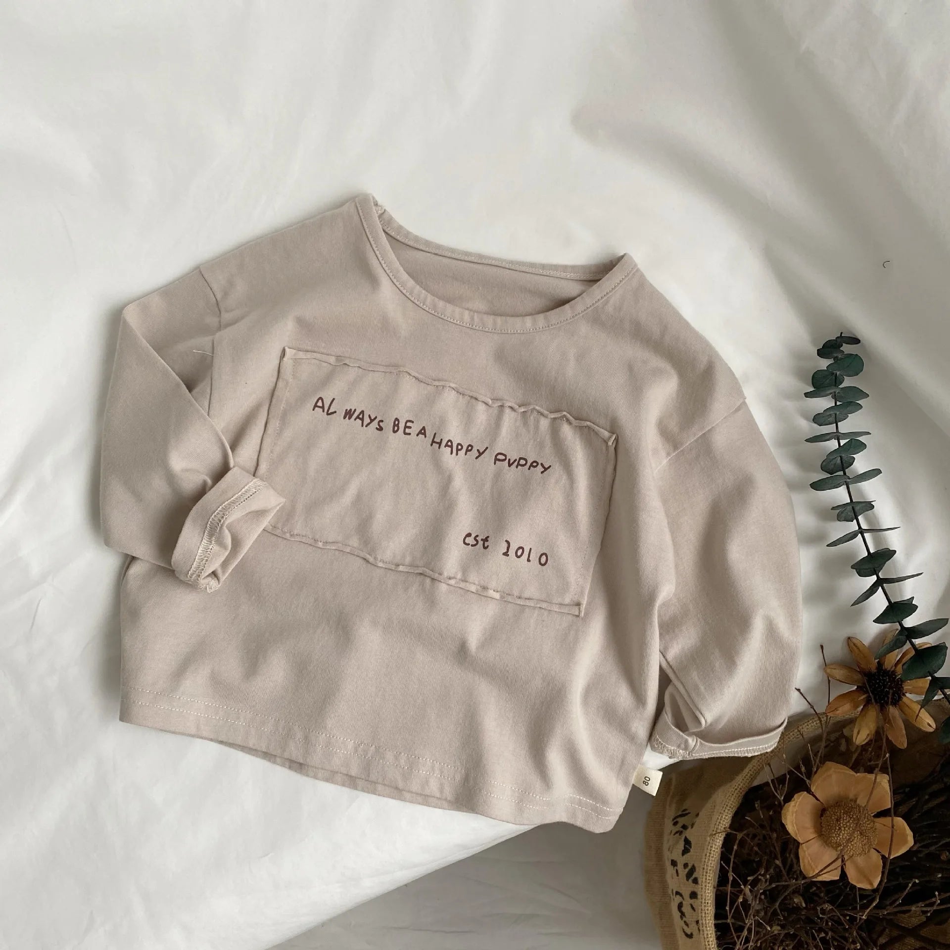 Kids Letter Print Long Sleeve T-Shirt – Casual Cotton Patch Top
