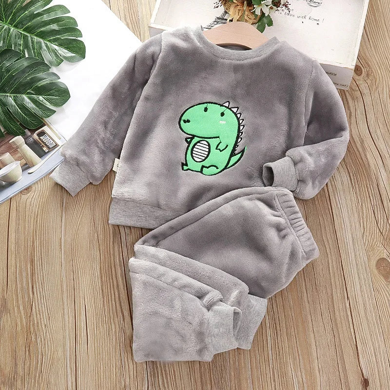 IYEAL Baby Boy Girl Clothes Pajamas Set Flannel Fleece Toddler Children Warm Sleepwear Kids Home Suit Pyjamas Nightwear 1-7Years