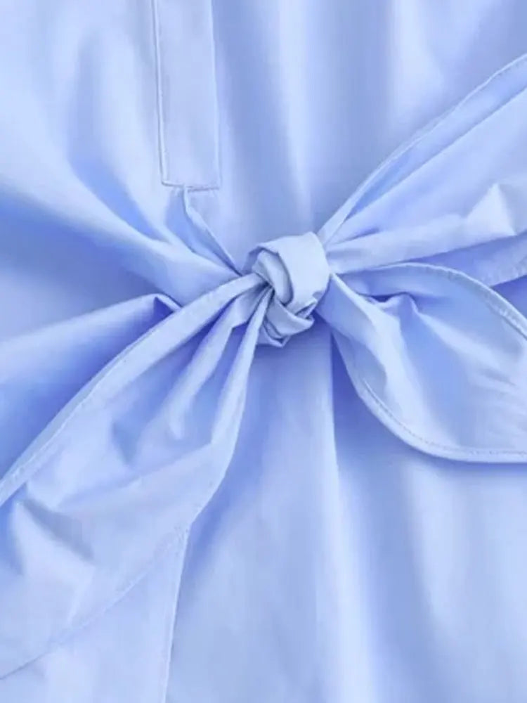 Women's Chic Long Sleeve Button-Up Blouse Fashion Bow Tied Shirt Stylish Female Top