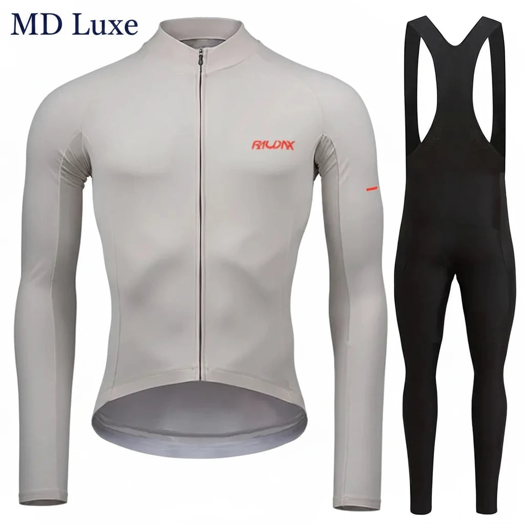 RAUDAX 2024 Man's Winter Cycling Clothing Long Sleeves Thermal Fleece Cycling Jersey Set Outdoor Keep Warm Road Bike Sportswear