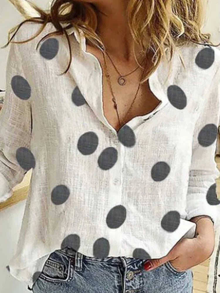 Women's Loose Oversized Button Lapel Cardigan Shirt – Long Sleeve Casual Tunic Blouse