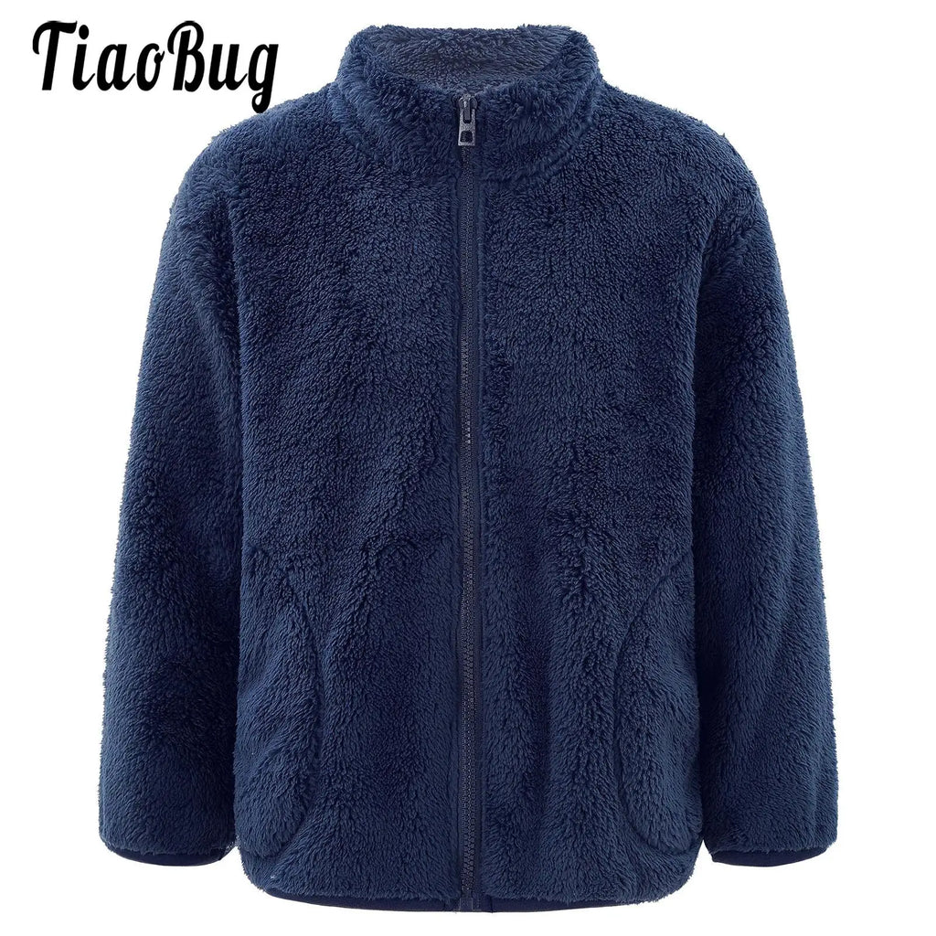 Kids Full-Zip Turtleneck Fleece Jacket – Warm Outerwear with Pocket Ages 2–12