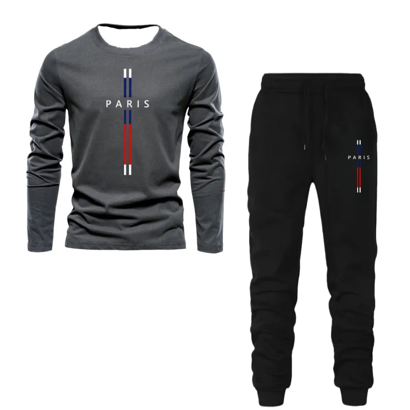 Autumn And Winter Two-Piece Versatile Daily Men's Sleepwear Long Sleeved Pants Letter Printed Pattern Basic Shirt Home Suit Set