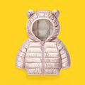 Kids Hooded Solid Cotton Down Jacket – Light Casual Winter Outerwear