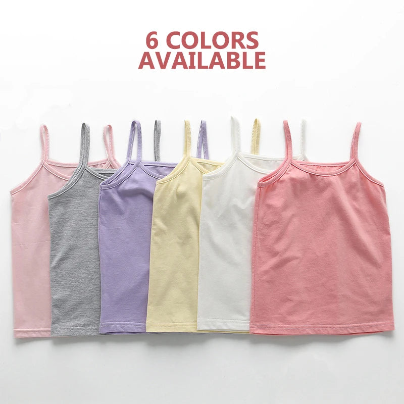 Girls Cotton Colored Tank Top – Soft Camisole Undershirt for Kids