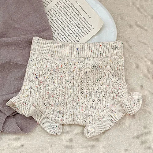 2024 New Autumn 0-4Yrs Baby Girls Knitted Shorts Toddler Baby Girls Solid Color Hollow Out Knitting Shorts Children Shorts