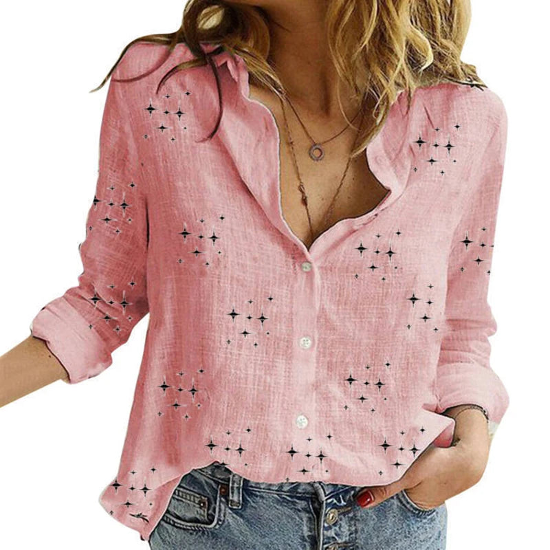 Women's Loose Oversized Button Lapel Cardigan Shirt – Long Sleeve Casual Tunic Blouse