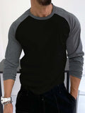 Men's Color Block Raglan Long Sleeve T-Shirt – Casual Fall Wear