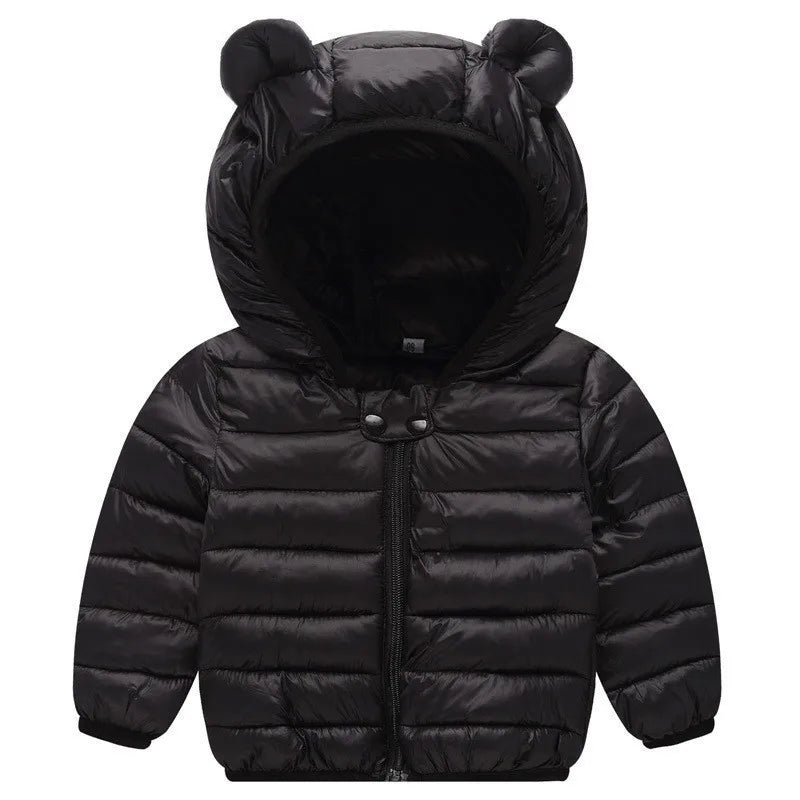 Kids Cartoon Dinosaur Hooded Warm Jacket – Lightweight Winter Outerwear Ages 0–5