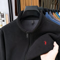 Men's Luxury Velvet Stand Collar Embroidered Jacket – Warm Zipper Cardigan Coat