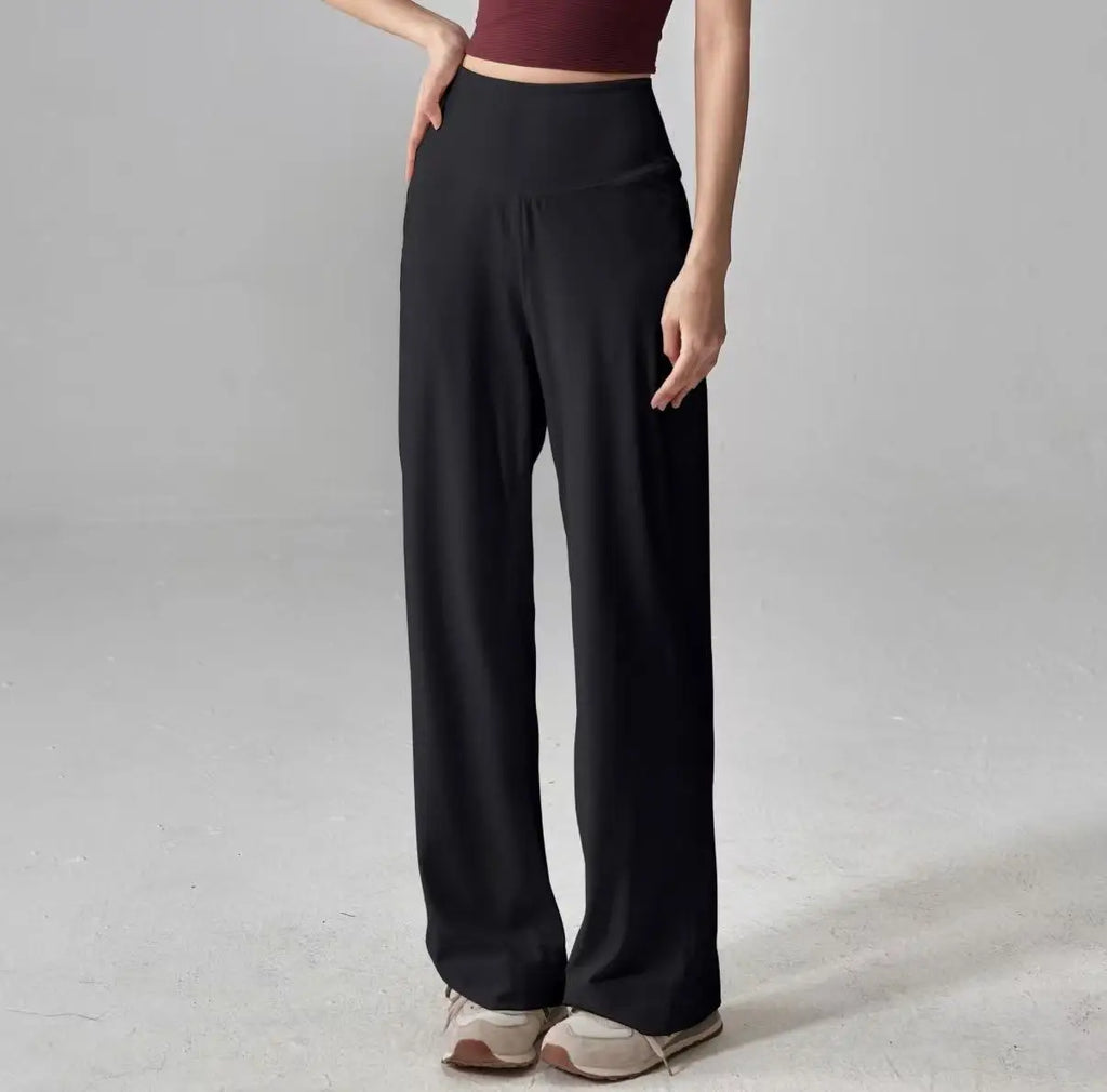 Women's High Waist Wide Leg Quick-Dry Yoga Pants – Loose Fit Workout Trousers