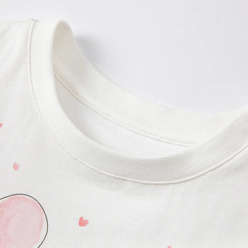 Baby Girl Cartoon Puff Sleeve T-Shirt – Soft White Kids Tee