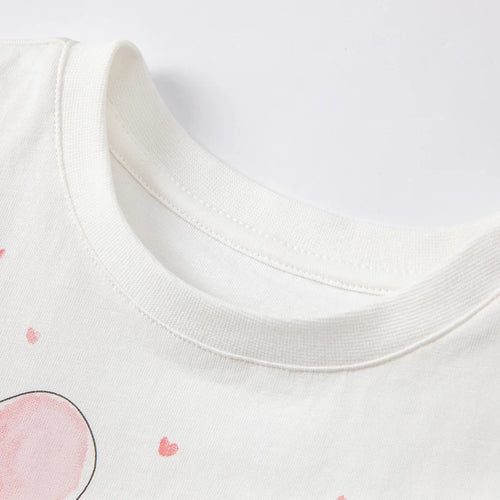 Baby Girl Cartoon Puff Sleeve T-Shirt – Soft White Kids Tee